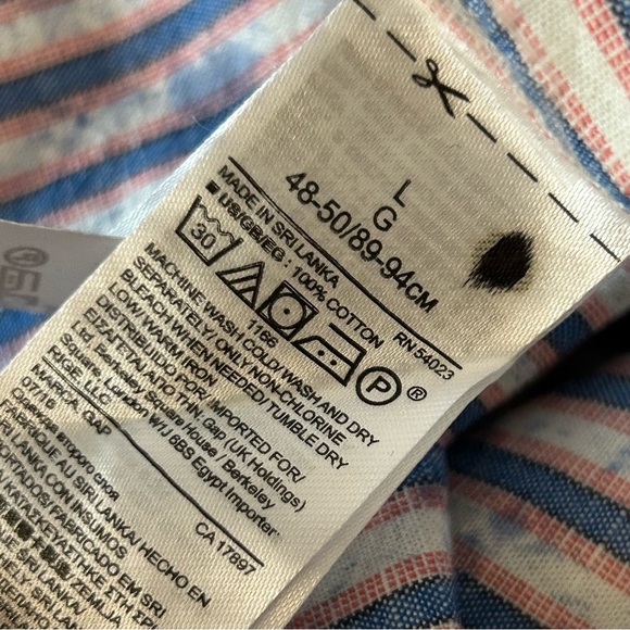 ❤️ Gap Striped Blue and White Men's Shirt L - Picture 10 of 10